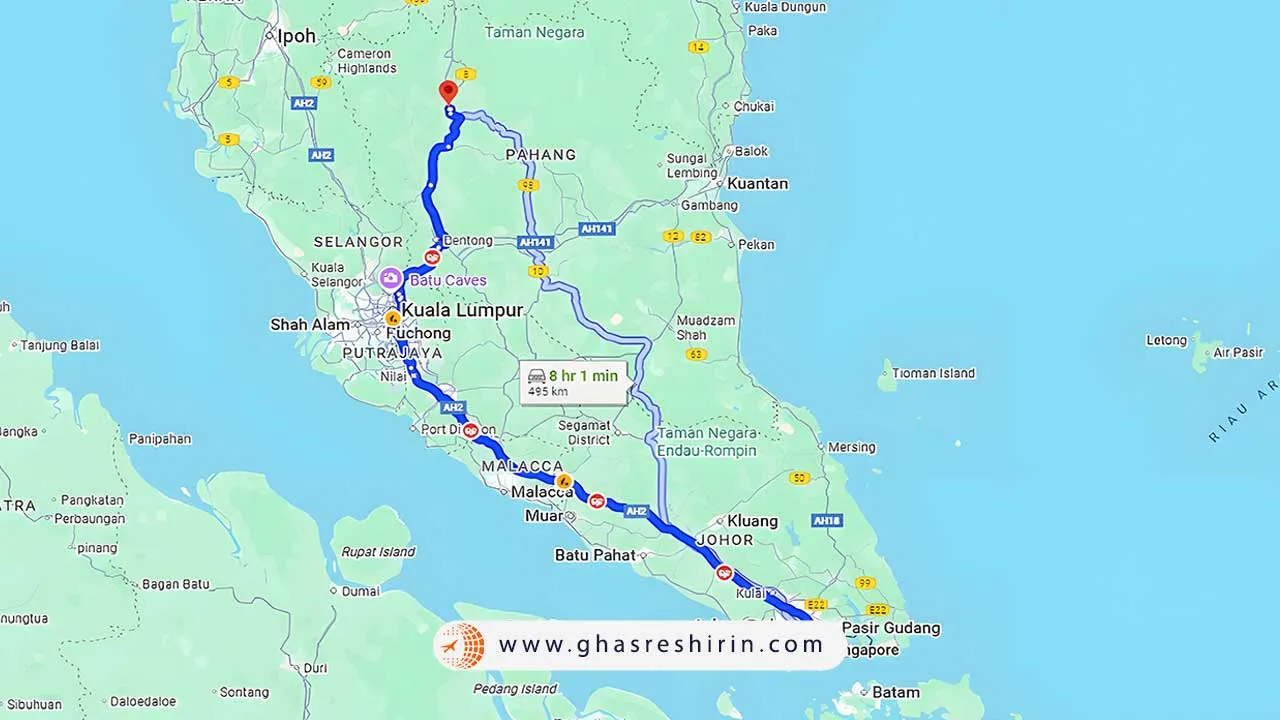 فاصله مالزی تا سنگاپور | فاصله سنگاپور تا مالزی