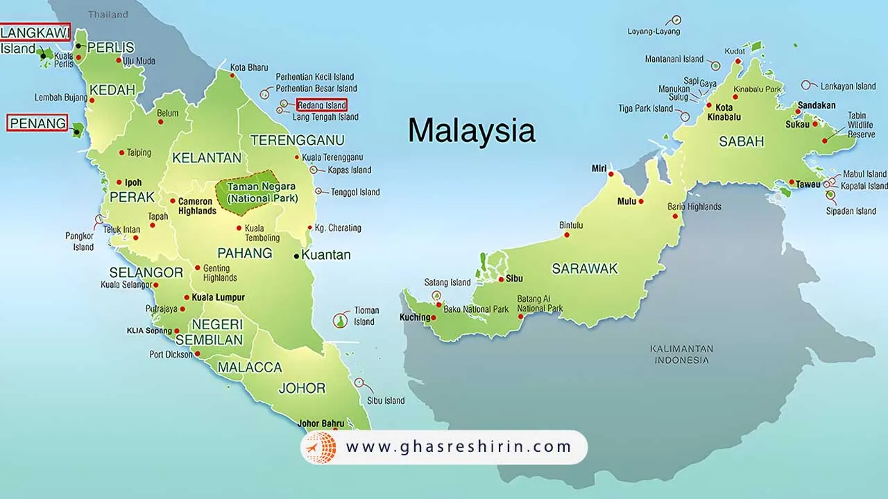 نقشه کشور مالزی