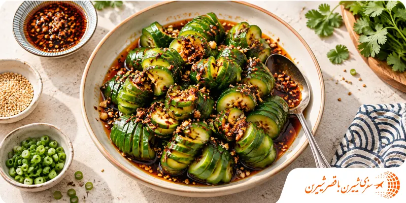 خیار روغنی با چیلی Chili Oil Cucumber